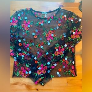 90s Boho Sheer Floral Top🌺